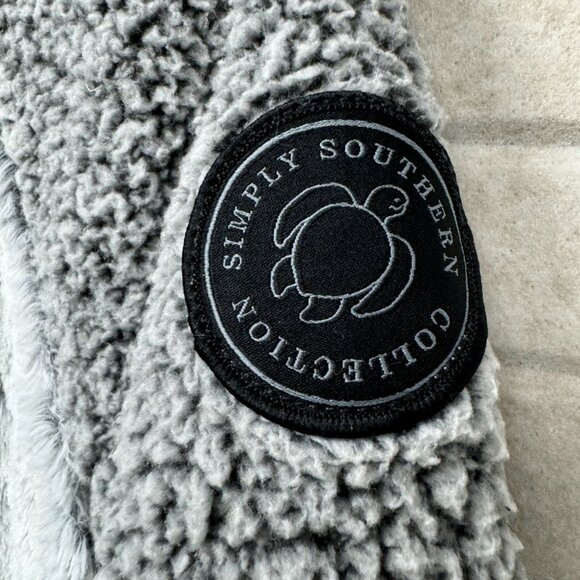 Simply Southern Sherpa Fleece Pullover Gray White Button Front Women’s Small - Picture 7 of 13